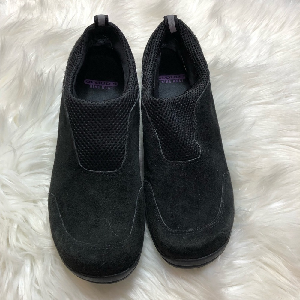 Nine West Cloud 9 Black Suede size 10 Slip On All Weather Comfort Clogs Mule